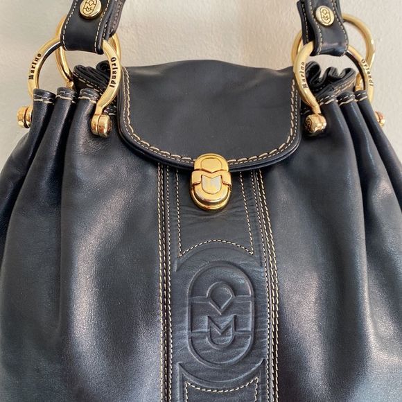 Marino Orlandi Black Soft Leather Shoulder Tote Bag Purse - Picture 3 of 16